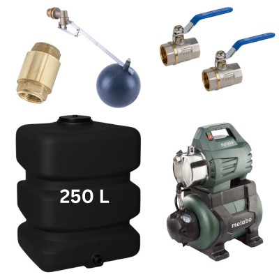 Kit „Eau potable 250L“ avec réservoir d’eau Mavil (noir, rectangulaire) et pompe hydrophore Metabo - Comparaison de produits