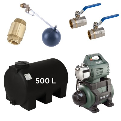 Kit „Eau potable 500L“ #2 avec réservoir d’eau Mavil (noir, horizontal) et pompe hydrophore Metabo - Comparaison de produits