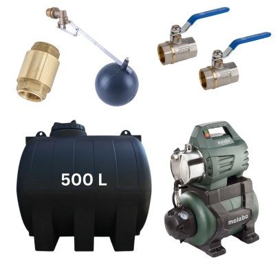 Kit „Eau potable 500L“ avec réservoir d’eau Mavil (noir, horizontal) et pompe hydrophore Metabo - Comparaison de produits