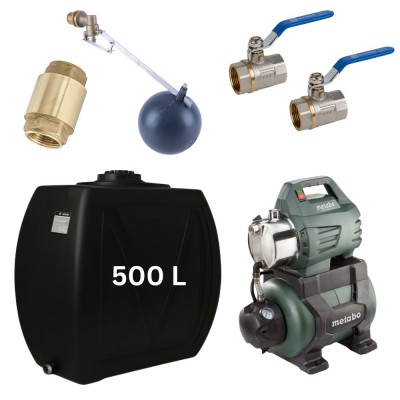 Kit „Eau potable 500L“ avec réservoir d’eau Narrow Mavil (noir) et pompe hydrophore Metabo - Comparaison de produits