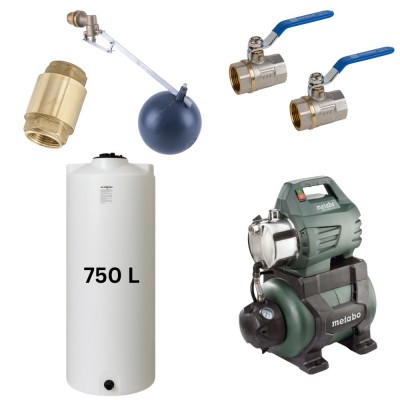 Kit „Eau potable 750L“ avec réservoir d’eau Mavil (blanc, cylindrique) et pompe hydrophore Metabo - Comparaison de produits