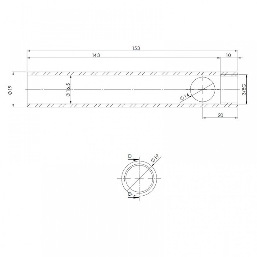 Bougie / Résistance d’allumage pour poêle à granulés, tube, diamètre 19 mm, longueur 153 mm, filetage 3/8" | Bougie pour poêles à granulés | Pièces détachées pour poêles à granulés |