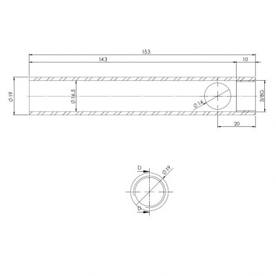 Bougie / Résistance d’allumage pour poêle à granulés, tube, diamètre 19 mm, longueur 153 mm, filetage 3/8" - Bougie pour poêles à granulés