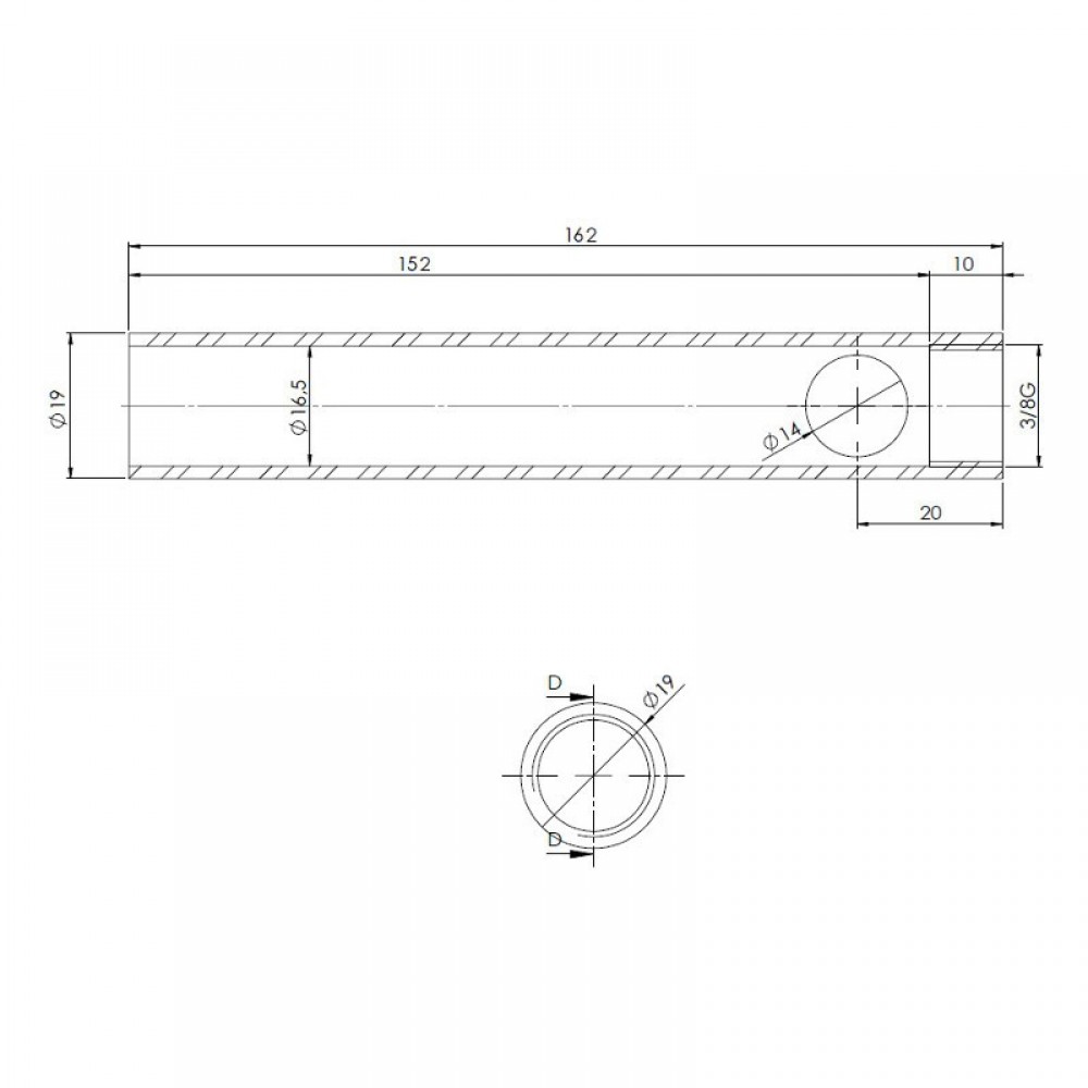 Bougie / Résistance d’allumage pour poêle à granulés, tube, diamètre 19 mm, longueur 162 mm, filetage 3/8" | Bougie pour poêles à granulés | Pièces détachées pour poêles à granulés |