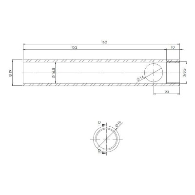Bougie / Résistance d’allumage pour poêle à granulés, tube, diamètre 19 mm, longueur 162 mm, filetage 3/8" - Bougie pour poêles à granulés