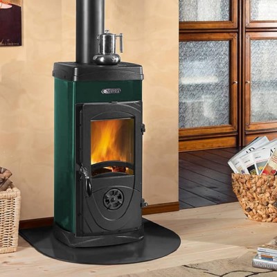 Poêle à bois en fonte italienne La Nordica Super Junior, verte, 5.7kW - Poêles à bois et cheminées italiennes