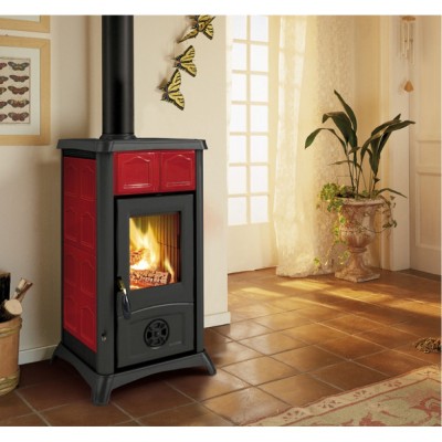 Poêle à bois italien La Nordica Gemma, rouge, 6.5kW - Poêles à bois et cheminées italiennes