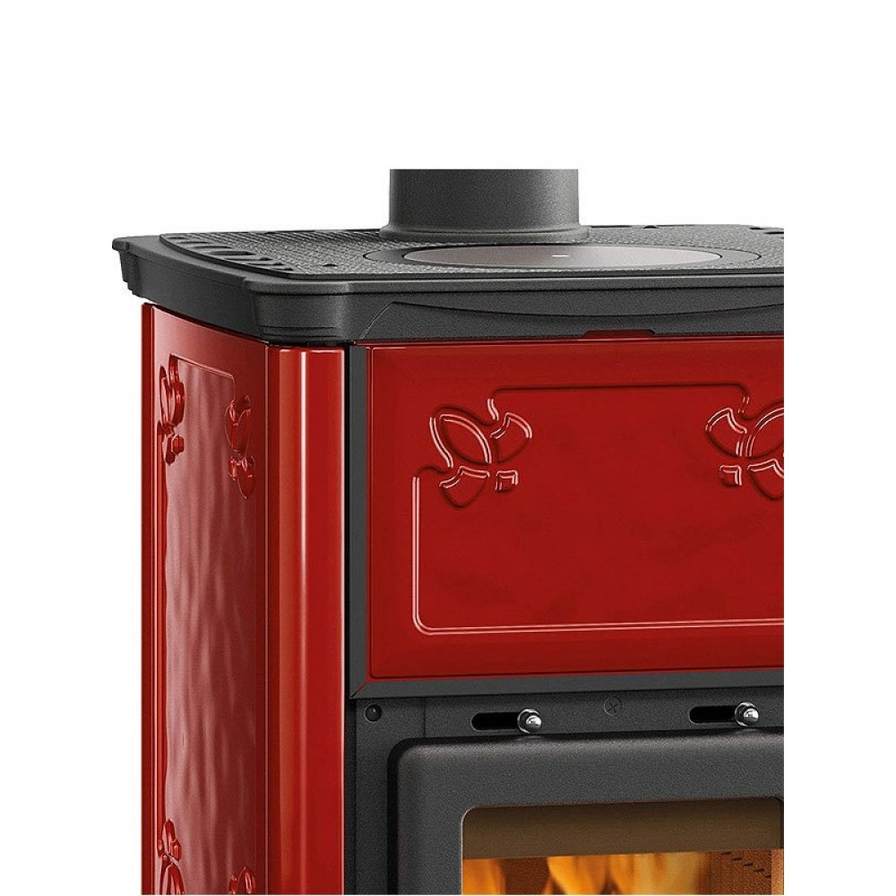 Poêle à bois italien avec plaque de cuisson La Nordica Emiliana, rouge, 6.5kW | Cuisinières à bois |  |