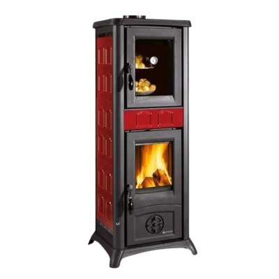 Poêle à bois avec four italien La Nordica Gemma Forno, rouge, 7.3kW - Poêles à bois et cheminées italiennes