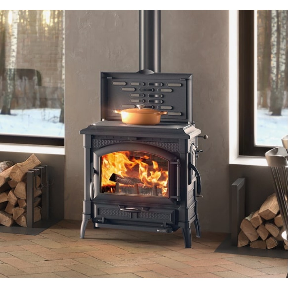 Poêle à bois en fonte italienne La Nordica Isotta CC Lean avec plaque de cuisson, 9.3kW | Poêles à bois en fonte | Poêles à bois |
