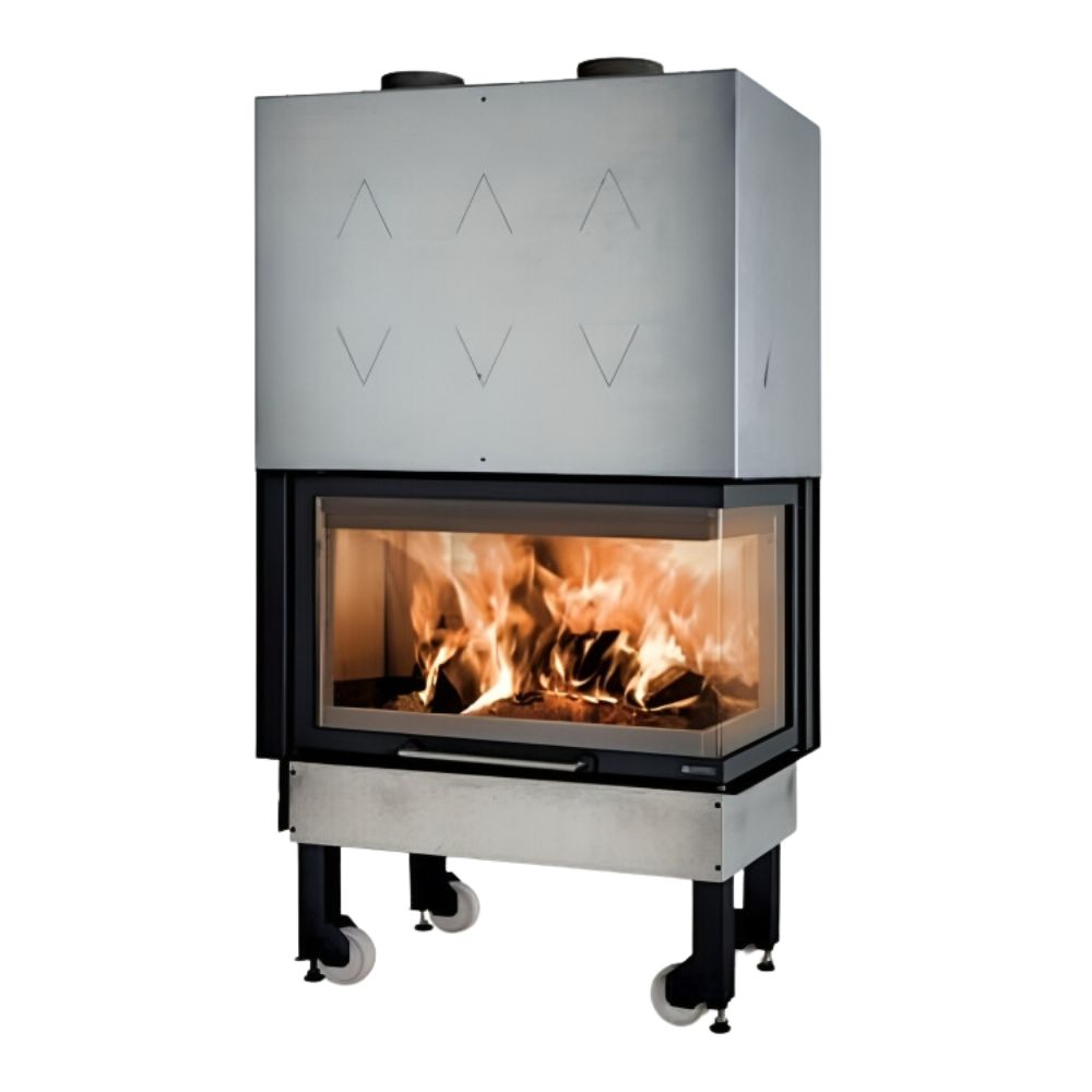 Cheminée à bois en fonte italienne La Nordica Monoblocco 800 Angolo droite, 10.0kW | Insert Cheminées à bois | Insert cheminées |