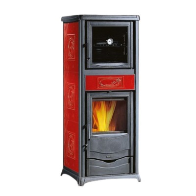 Poêle à bois avec four italien La Nordica Rossella Plus Forno Evo, rouge, 9.4kW - Poêles à bois et cheminées italiennes