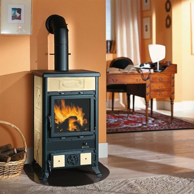 Poêle à bois italien La Nordica Rossella R1, écrue, 9kW - Poêles à bois et cheminées italiennes