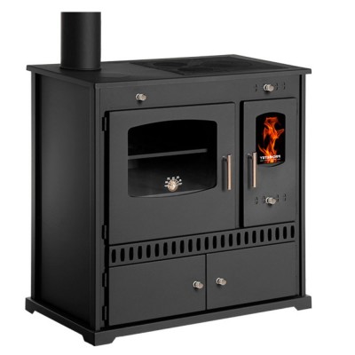 Poêle à bois cuisinière Prometey Perfect Eco avec sortie de fumée à gauche, 7 kW - Poêles à bois