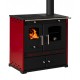 Poêles à bois cuisinière Prometey Perfect Eco Lux, sortie de fumée à droite, bordeaux, 7,5 kW |  |  |