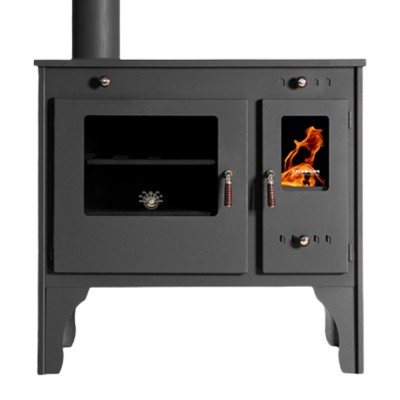 Poêle à bois cuisinière Prometey Retro Eco avec sortie de fumée à gauche, 7 kW - Poêles à bois