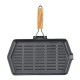 Poêle grill en fonte avec manche en bois pliable, 35x21 cm |  |  |