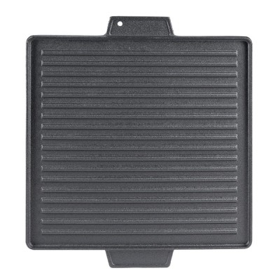Plaque de gril en fonte réversible, 38x38 cm - Plaque en fonte