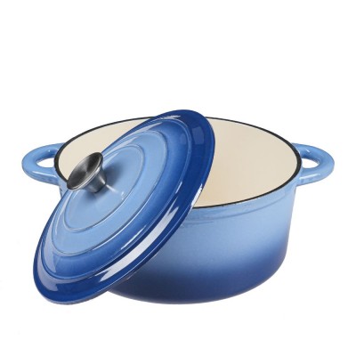 Casserole en fonte émaillée, bleue, Ф22cm - Cocotte en fonte