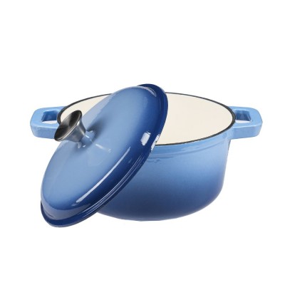Casserole en fonte émaillée, bleue, Ф24 cm - Cocotte en fonte