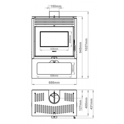 Poêle à bois Prity PM3 E, 10.8kW - Comparaison de produits