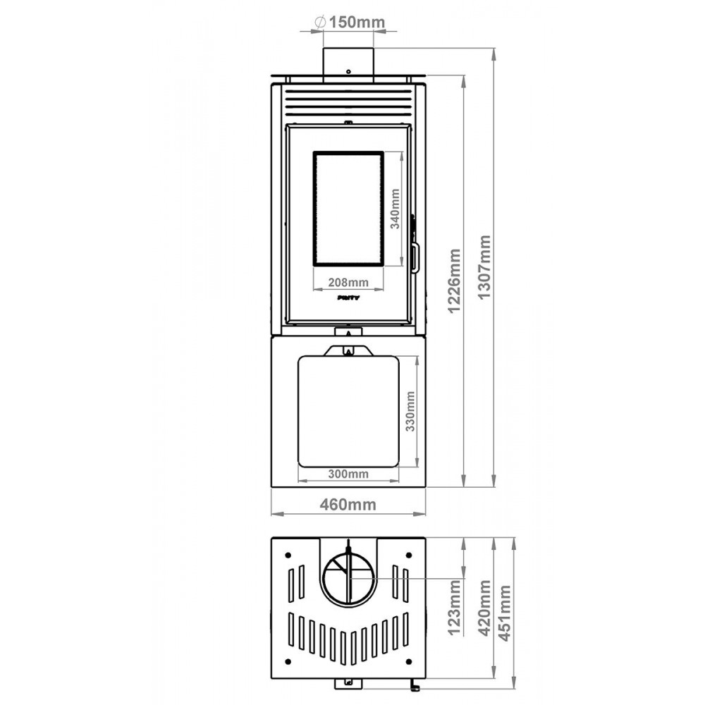 Poêle à bois Prity PMV3 Е, 10.8kW, Log | Poêles à bois Prity | Prity |