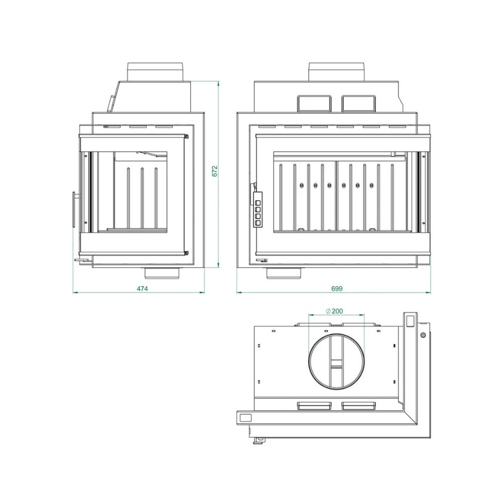 Cheminée à bois UNIFLAM 600 DURO S avec arrivée d’air, côté droit, 11 kW | Insert Cheminées à bois | Insert cheminées |