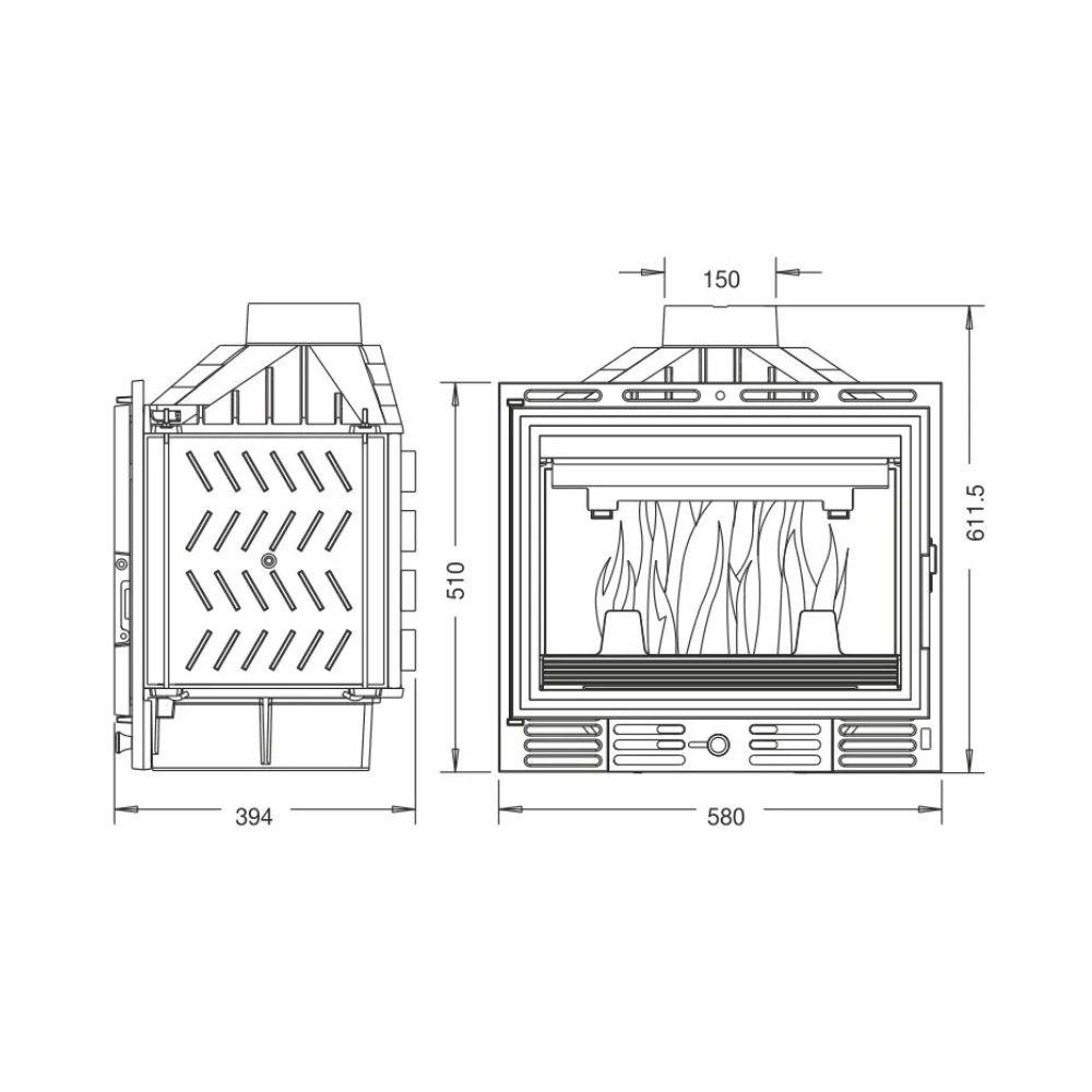 Cheminée à bois UNIFLAM 600 ECO avec registre, 8 kW | Insert Cheminées à bois | Insert cheminées |