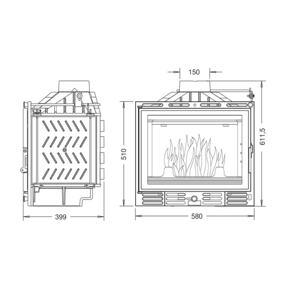 Cheminée à bois UNIFLAM 600 PLUS ECO avec registre, 8 kW | Insert cheminées en fonte | Insert cheminées |