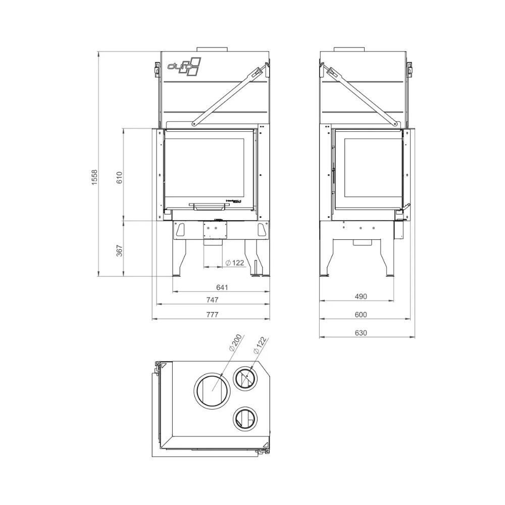 Cheminée à bois UNIFLAM 660 DURO avec conduits d’air et arrivée d’air, côté gauche, 10,25 kW | Cheminée moderne | Insert cheminées |
