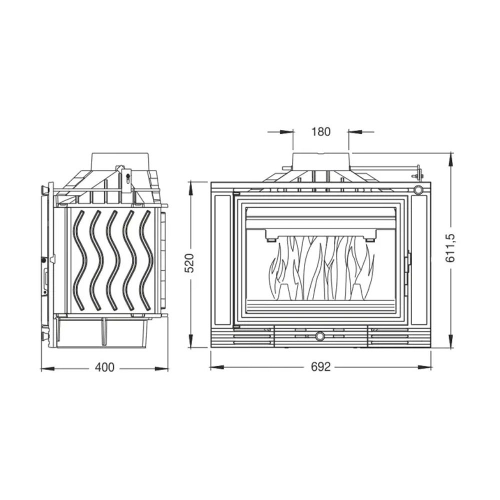 Cheminée à bois UNIFLAM 700 ECO avec registre, 8 kW | Insert Cheminées à bois | Insert cheminées |