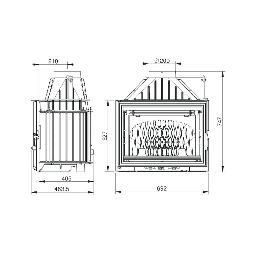 Cheminée à bois UNIFLAM 700 LUX ECO avec registre et arrivée d'air, 12 kW | Insert Cheminées à bois | Insert cheminées |