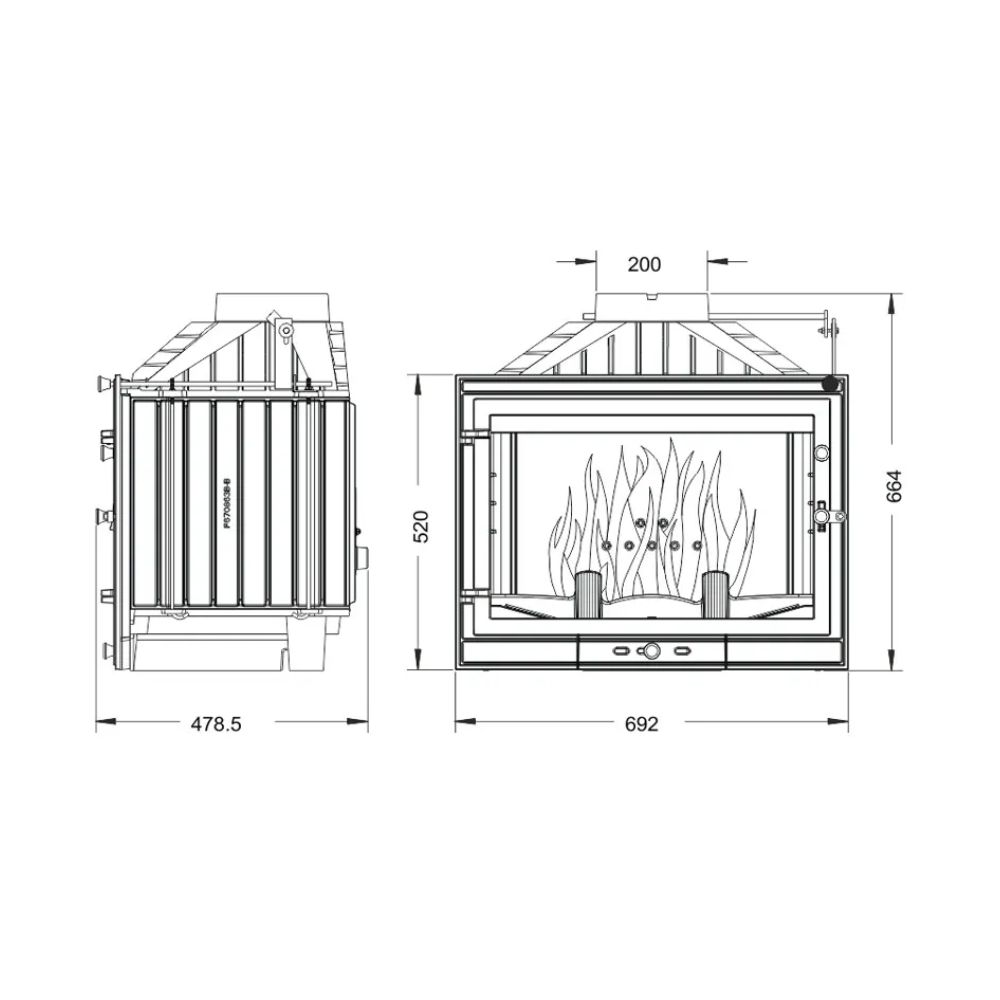 Cheminée à bois UNIFLAM 700 STANDARD ECO avec registre, 10 kW | Insert Cheminées à bois | Insert cheminées |