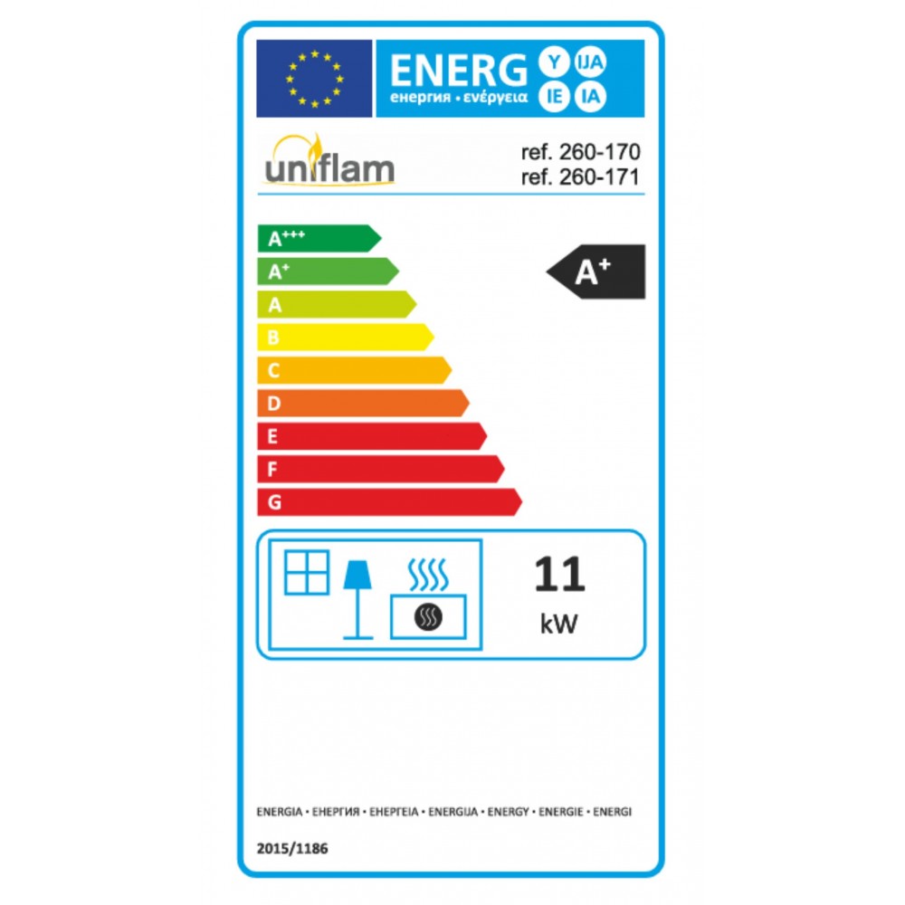 Cheminée à bois UNIFLAM 760 EVO avec porte relevable et arrivée d’air, 11 kW | Insert Cheminées à bois | Insert cheminées |