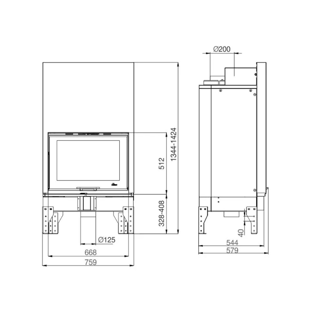 Cheminée à bois UNIFLAM 760 EVO avec porte relevable et arrivée d’air, 11 kW | Insert Cheminées à bois | Insert cheminées |