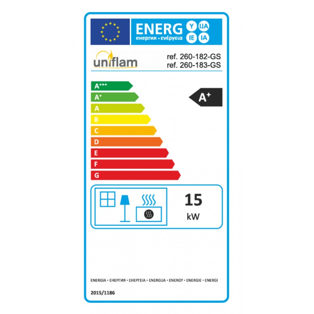 Cheminée à bois UNIFLAM 860 EVO PBS avec conduits d’air et arrivée d’air, côté droit, 15 kW | Insert Cheminées à bois | Insert cheminées |