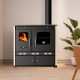 Poêle à bois cuisinière Prometey Perfect Eco Lux avec sortie de fumée à droite, couleur ivoire, 7,5 kW |  |  |