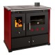 Wood cooker stove Prometey Perfect Practik Lux with right flue, burgundy, 9.5kW |  |  |