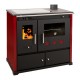 Poêles à bois cuisinière Prometey Perfect Praktik Lux avec plaque en céramique, sortie de fumée à droite, bordeaux, 9,5 kW |  |  |