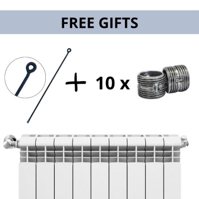 Kit complet de radiateurs en aluminium Helyos Evo H350, 10 pièces x 10 sections - Radiateurs