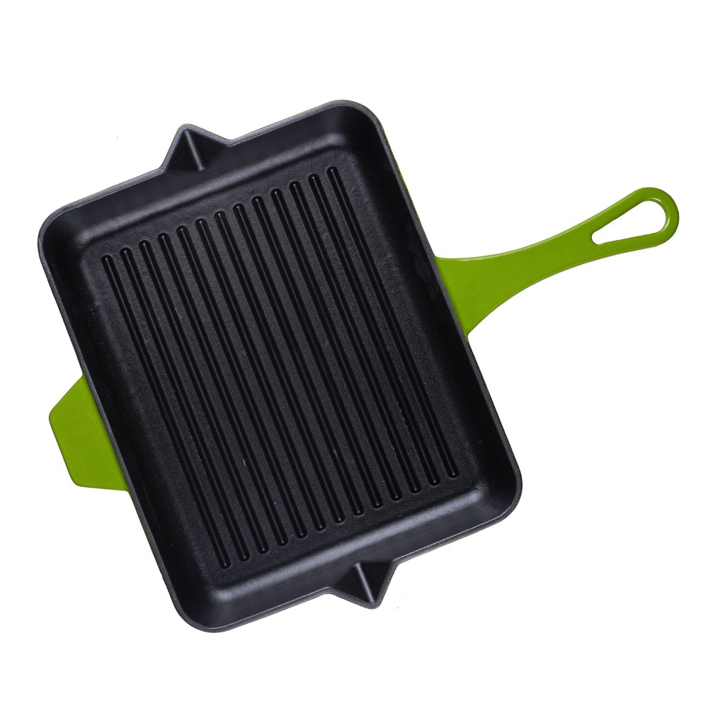 Poêle grill en fonte émaillée Hosse, Bamboo, 26x32cm | Poêle grill en fonte | Poêle en fonte |