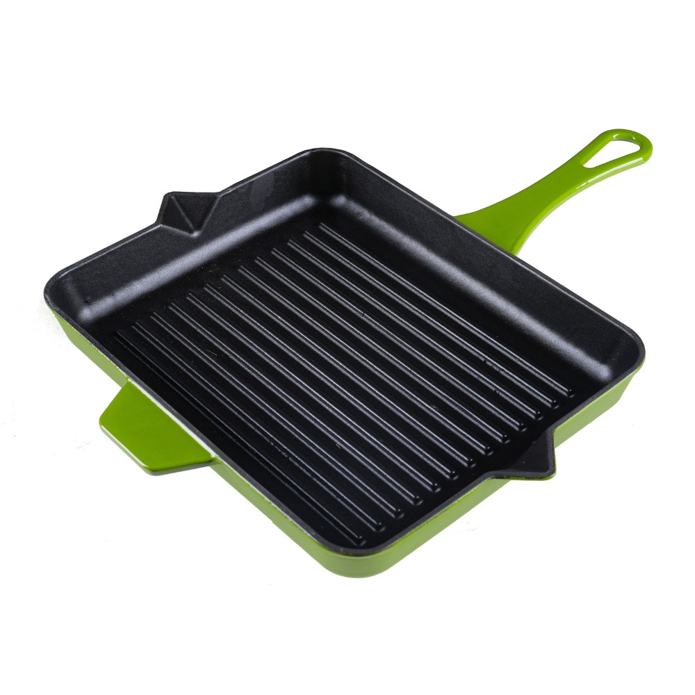 Poêle grill en fonte émaillée Hosse, Bamboo, 26x32cm | Poêle grill en fonte | Poêle en fonte |