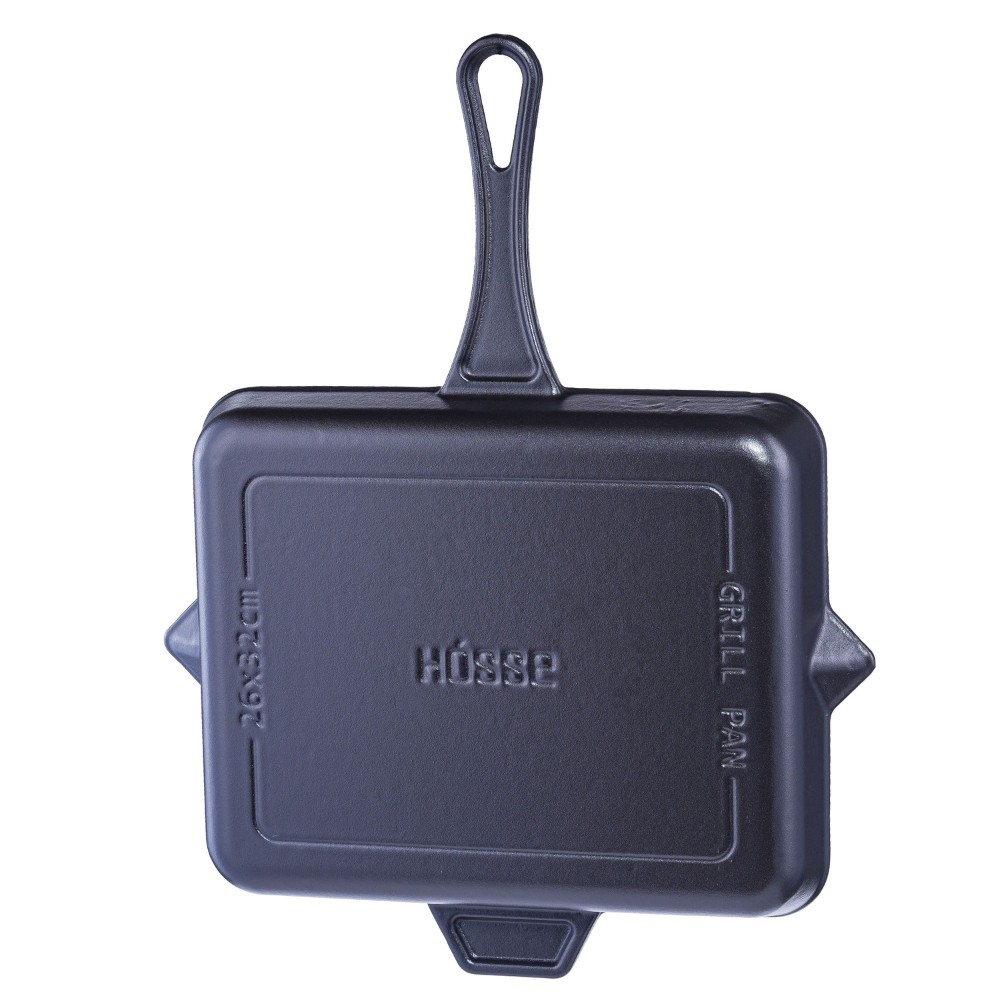 Poêle grill en fonte émaillée Hosse, Black Onyx, 26x32cm | Poêle grill en fonte | Poêle en fonte |