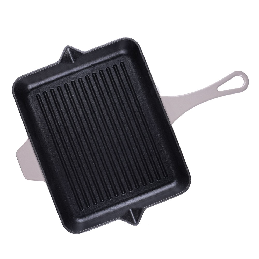 Poêle grill en fonte émaillée Hosse, Ivory, 26x32cm | Poêle grill en fonte | Poêle en fonte |