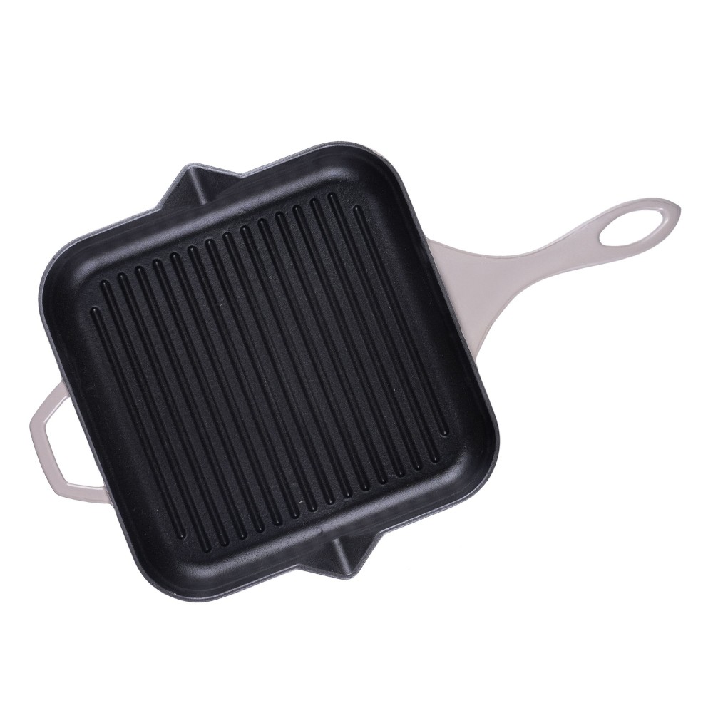 Poêle grill en fonte émaillée Hosse, Ivory, 28x28cm | Poêle grill en fonte | Poêle en fonte |