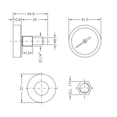 Bimetallic pyrometer Cewal, Rear stem DN40 - Comparaison de produits