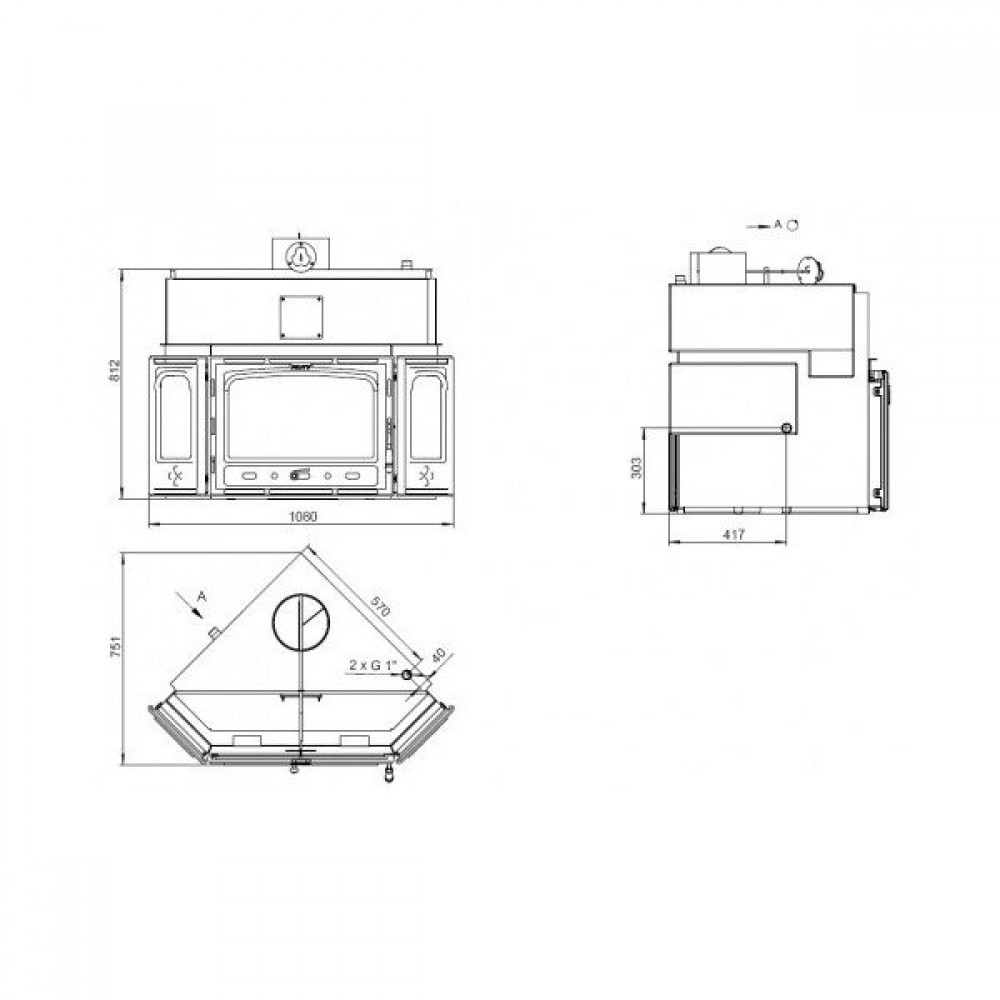 Insert cheminée bouilleur Prity ATC W20, 26.1kw | Insert cheminées bouilleur | Insert cheminées |