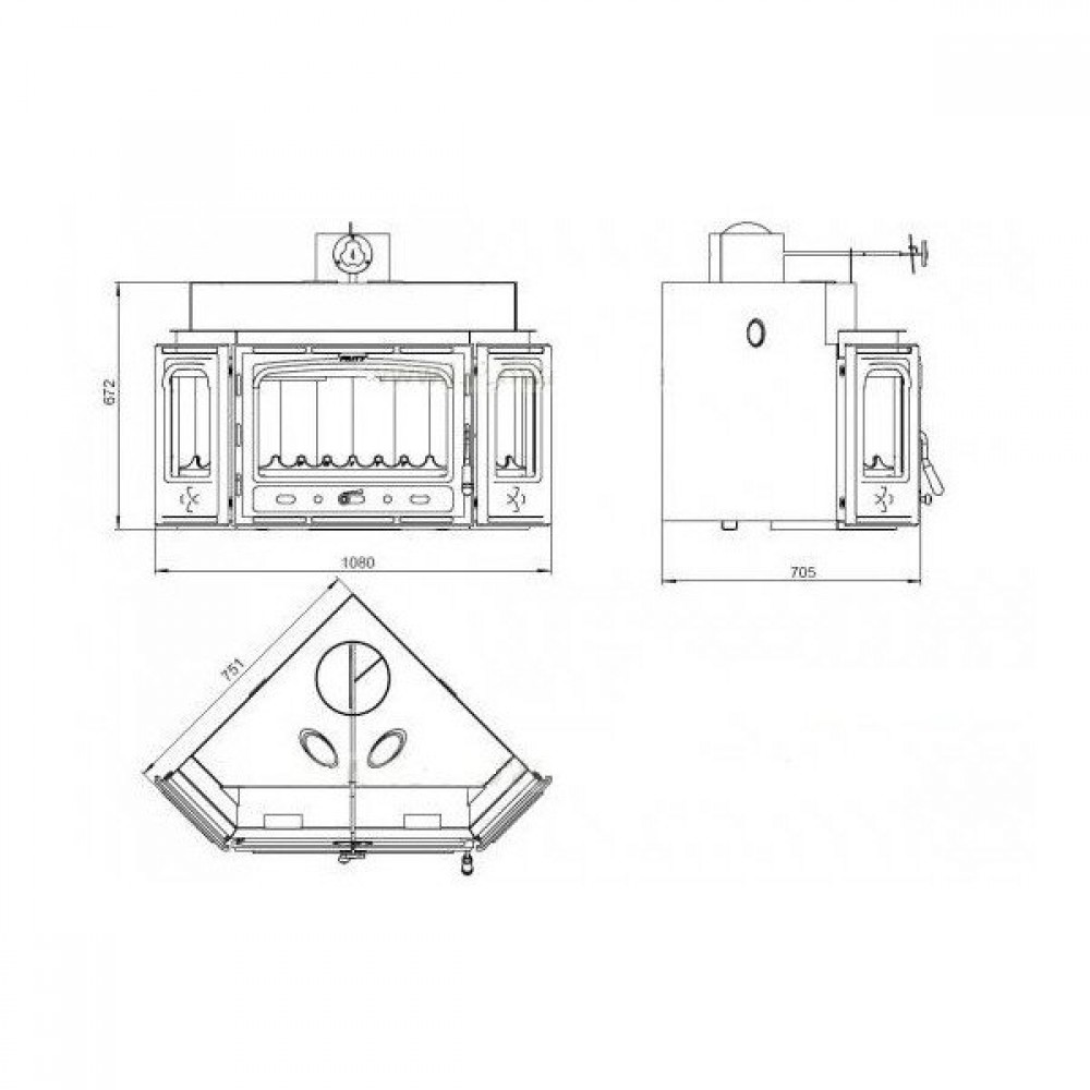 Insert cheminée Prity ATC, 14.2kW | Insert Cheminées à bois | Insert cheminées |