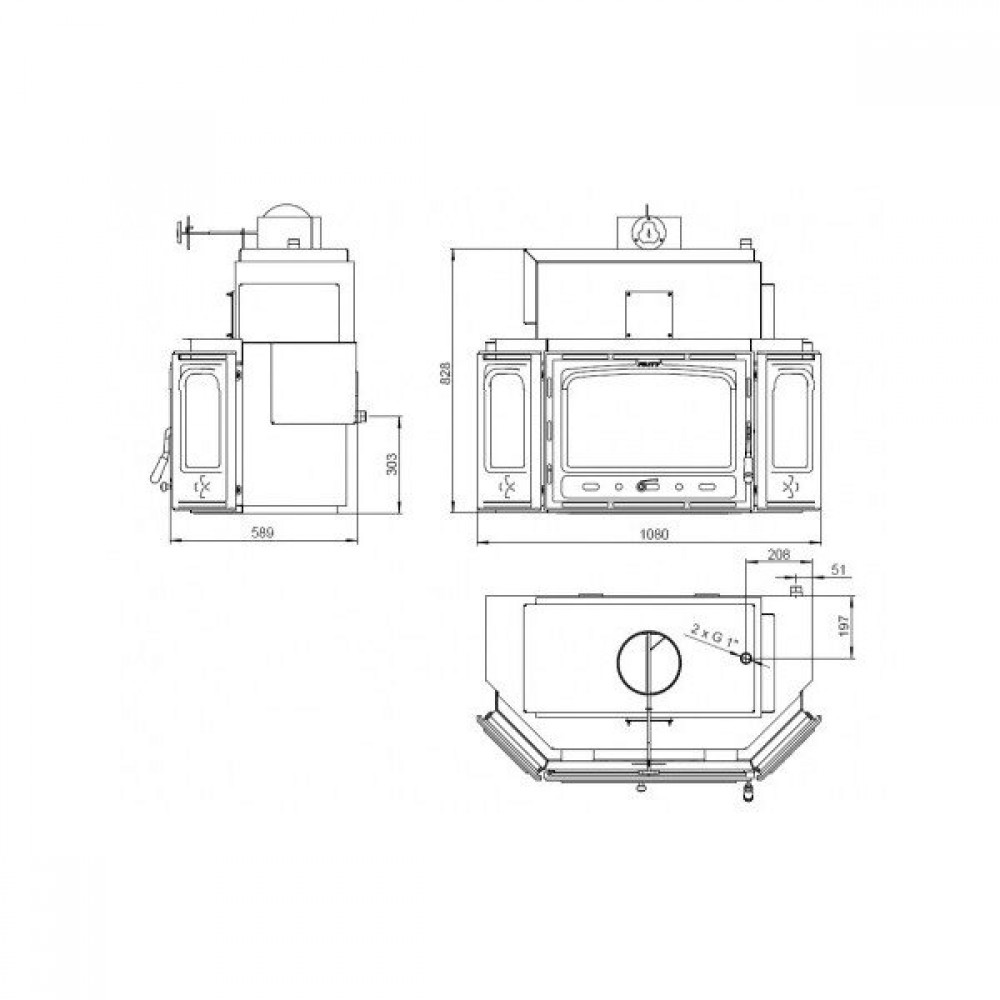 Insert cheminée bouilleur Prity TC W28, 33.3kw | Insert cheminées bouilleur | Insert cheminées |