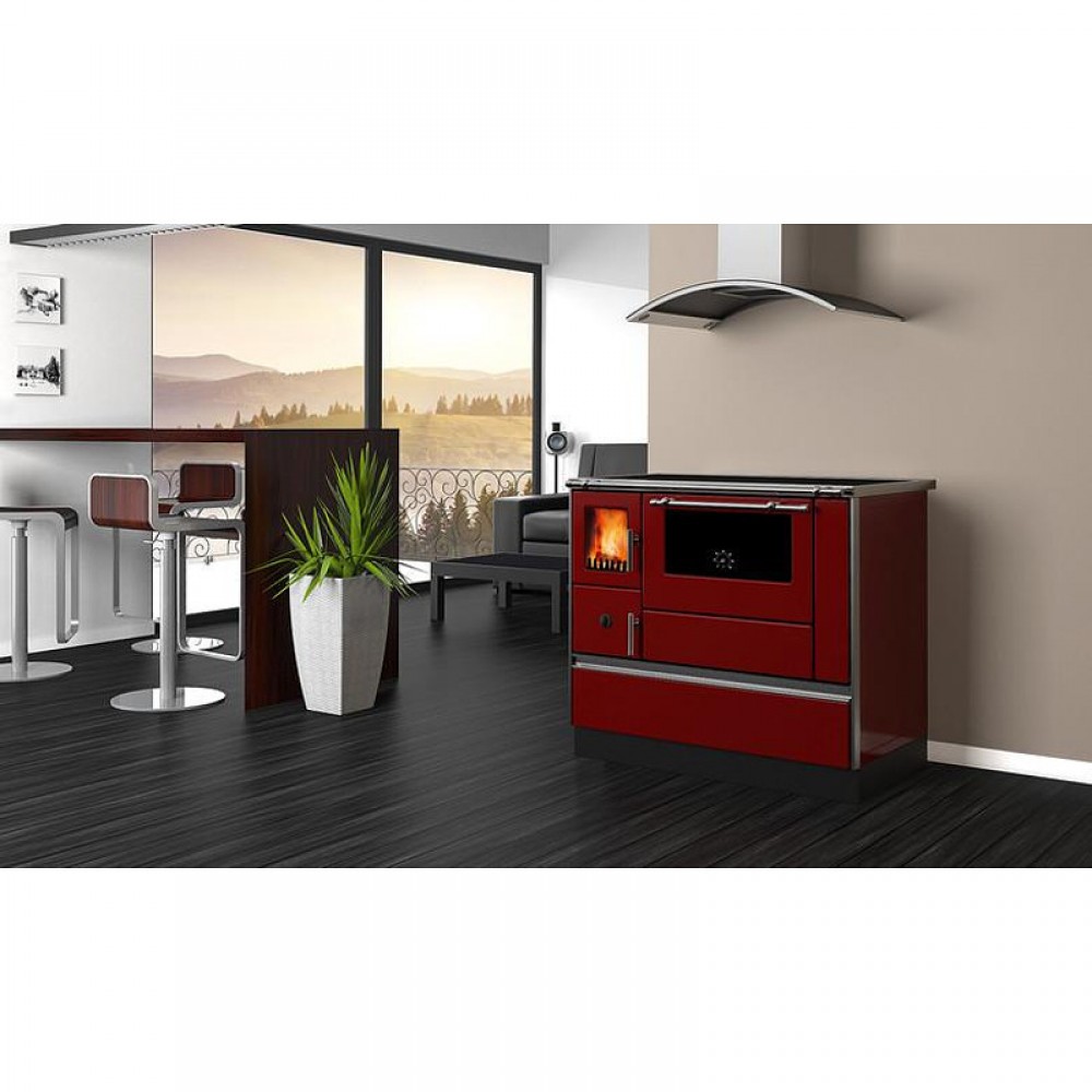 Cuisinière à bois Alfa Plam Dominant 90H, Rouge 6.5kW | Cuisinières à bois | Bois |